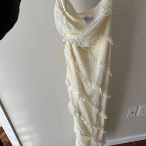 Ruffle Butter Yellow Strapless Midi